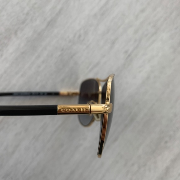 Coach Black/Gold Aviator Sunglasses - Picture 3 of 7